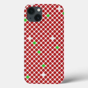Dots Diagonal Graphical Pattern Red White Green iPhone 13 Case