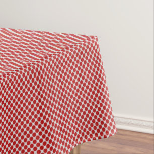 Dots Diagonal Graphical Pattern Red White Tablecloth
