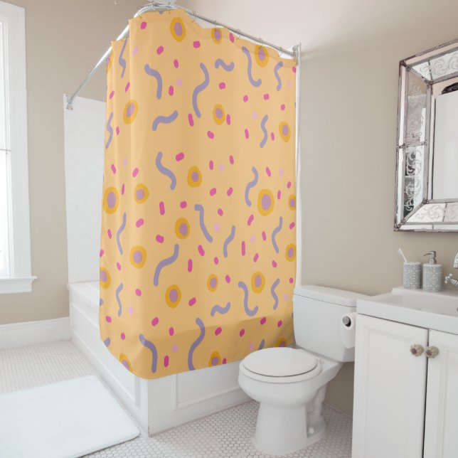 Dots Funny Happy Colourful Abstract  Shower Curtain (In Situ)