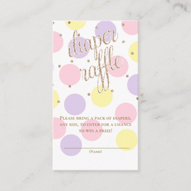 Dots & Glitter - Baby Shower Diaper Raffle Ticket Enclosure Card (Front)