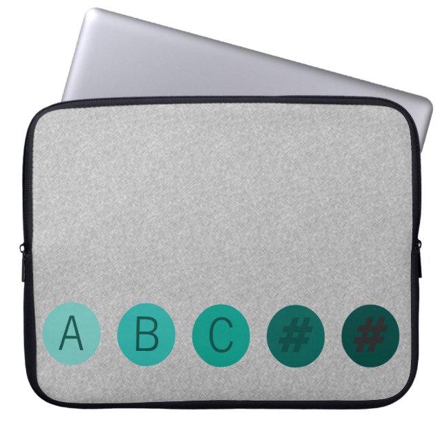 DOTS Green Aqua Initials Laptop Sleeve (Front)