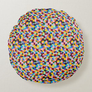 Dots Gumballs Bright Vivid Burst of Colour Round Cushion