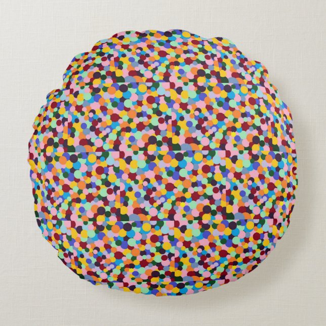 Dots Gumballs Bright Vivid Burst of Colour Round Cushion (Front)