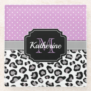 Dots & Leopard Print Glass Coaster