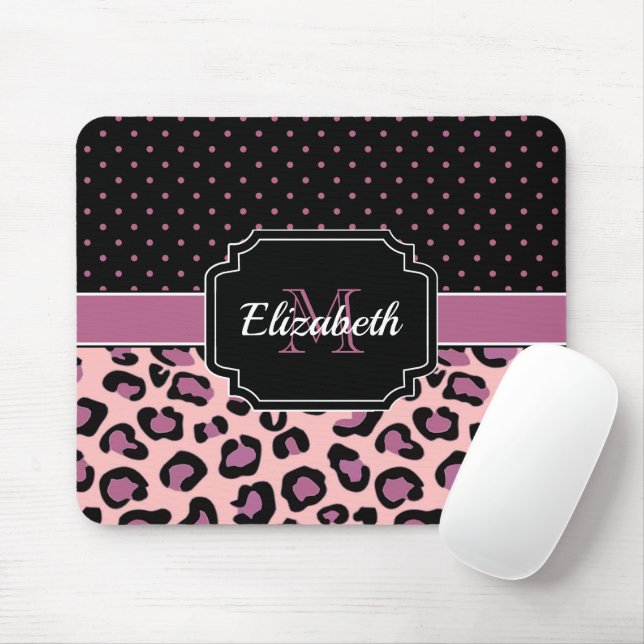 Dots & Leopard Print Mouse Mat (With Mouse)