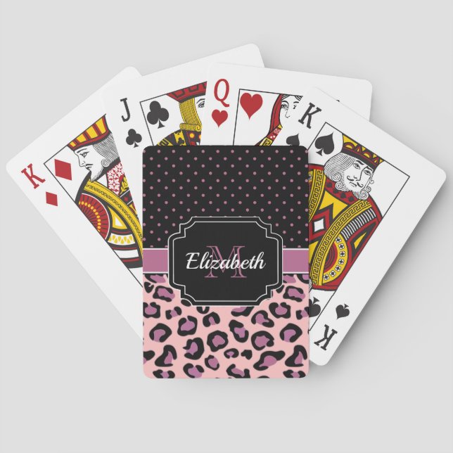 Dots & Leopard Print Playing Cards (Back)