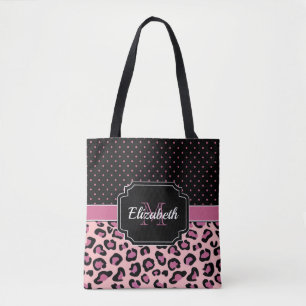 Dots & Leopard Print Tote Bag