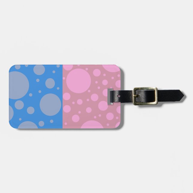 Dots Luggage Tag w/ leather strap (Front Horizontal)