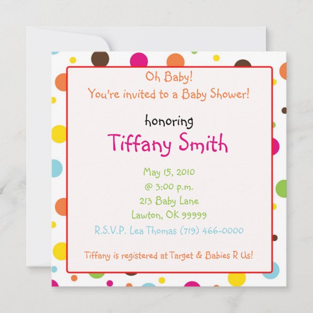 dots, Oh Baby!You're invited to a Baby Shower!,... Invitation (Front)
