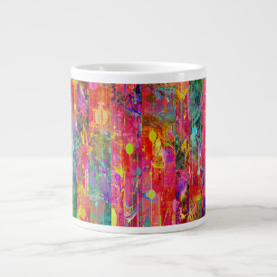 Dots on Multicolored Stripes Large Coffee Mug