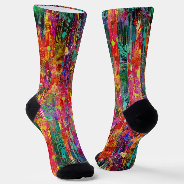 Dots on Multicolored Stripes Socks (Angled)