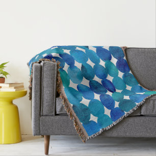 Dots pattern - blue and green throw blanket