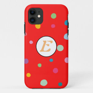 Dots pattern red colourful monogram joyful cute iPhone 11 case