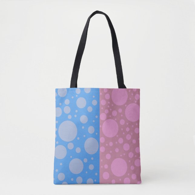 Dots Pink Blue Custom All-Over-Print Tote Bag (Front)