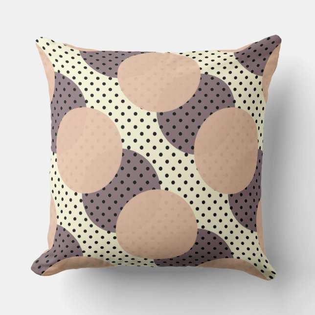 Dots pink purple black on off-white cushion (Front)