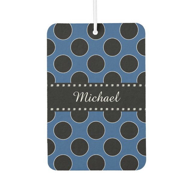 Dots seamless pattern black & contour car air freshener (Front)