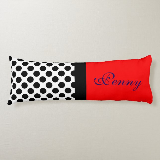 Dots seamless pattern black + your back body cushion (Front)
