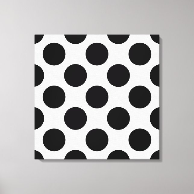 Dots seamless pattern black + your back canvas print (Front)
