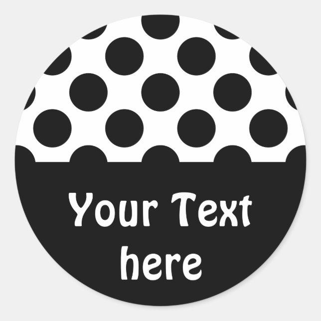 Dots seamless pattern black + your back classic round sticker (Front)