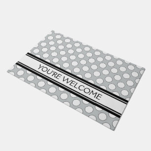 Dots seamless pattern white & black contour doormat
