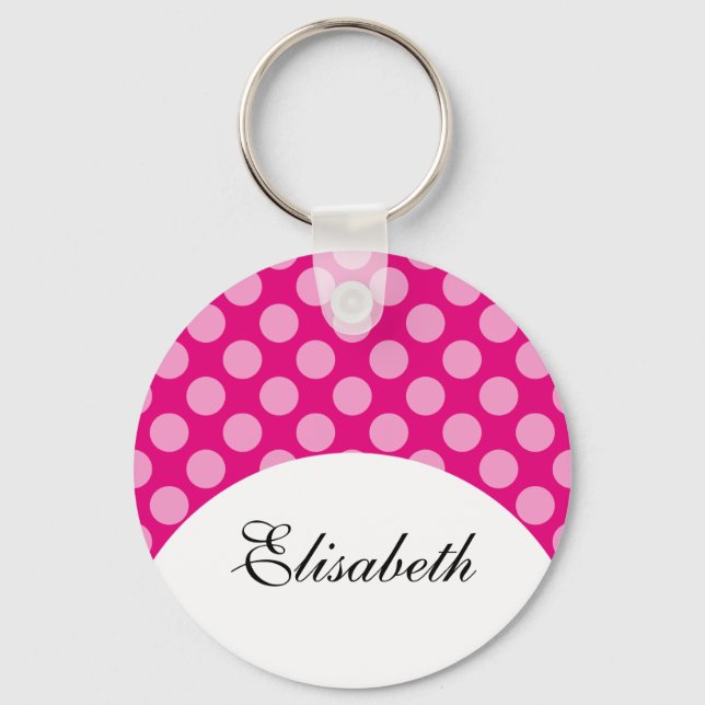 Dots seamless pattern white transp. + your backgr. key ring (Front)