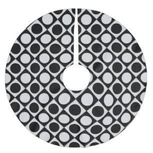 Dots & Squares / black white + your ideas Brushed Polyester Tree Skirt