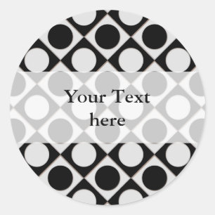 Dots & Squares / black white + your ideas Classic Round Sticker
