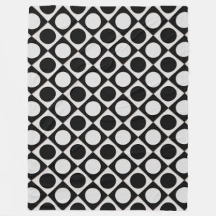 Dots & Squares / black white + your ideas Fleece Blanket