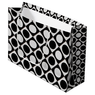 Dots & Squares / black white + your ideas Large Gift Bag