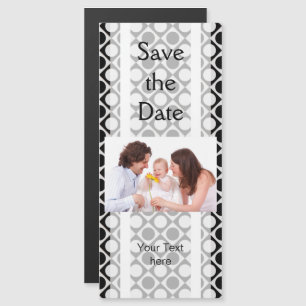 Dots & Squares / black white + your ideas Magnetic Invitation