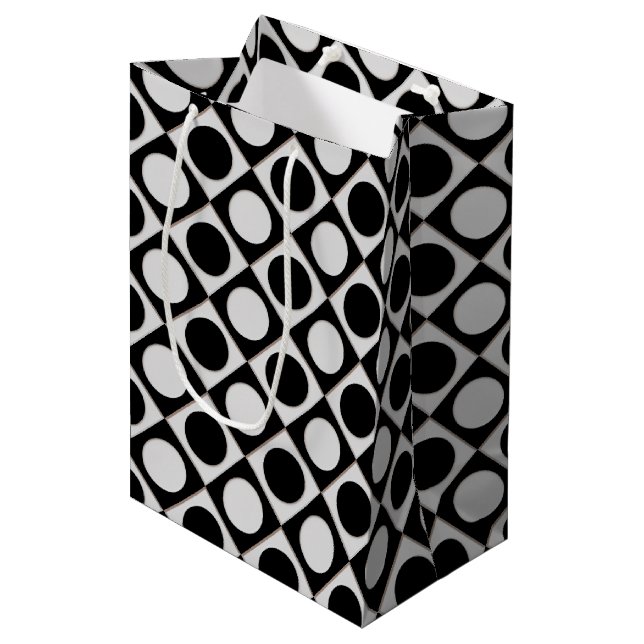 Dots & Squares / black white + your ideas Medium Gift Bag (Front Angled)