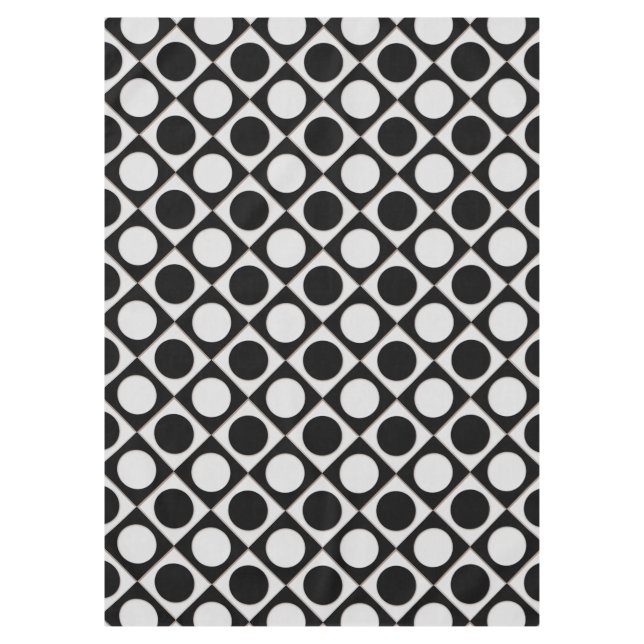 Dots & Squares / black white + your ideas Tablecloth (Front)