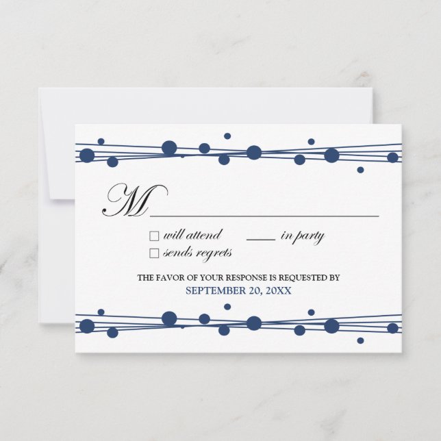 Dots & Straw RSVP Card (white/navy) (Front)