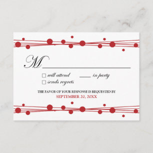 Dots & Straw RSVP Card (white/red)