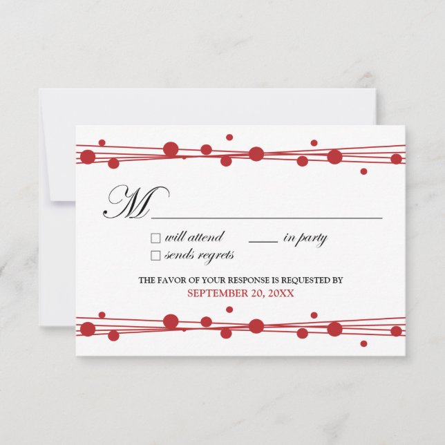 Dots & Straw RSVP Card (white/red) (Front)