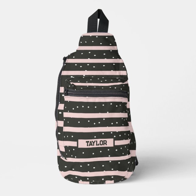 Dots & Stripes Personalised Sling Bag (Front)