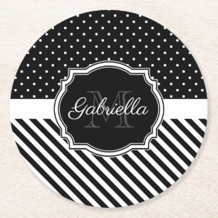 Dots & Stripes Round Paper Coaster