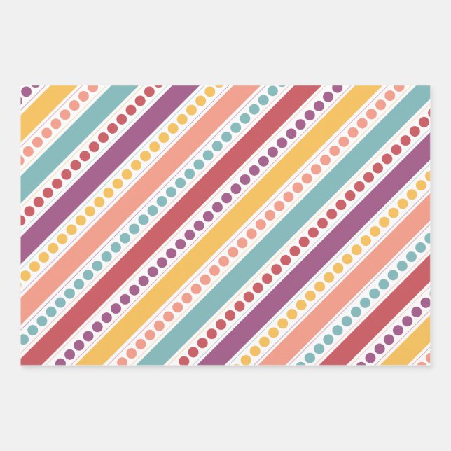 Dots & Stripes Wrapping Paper Flat Sheet Set of 3 (Front)