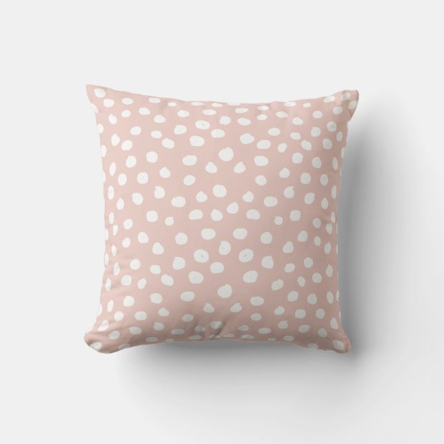 Dots Wild Animal Print Blush Pink And White Spots Cushion (Front)