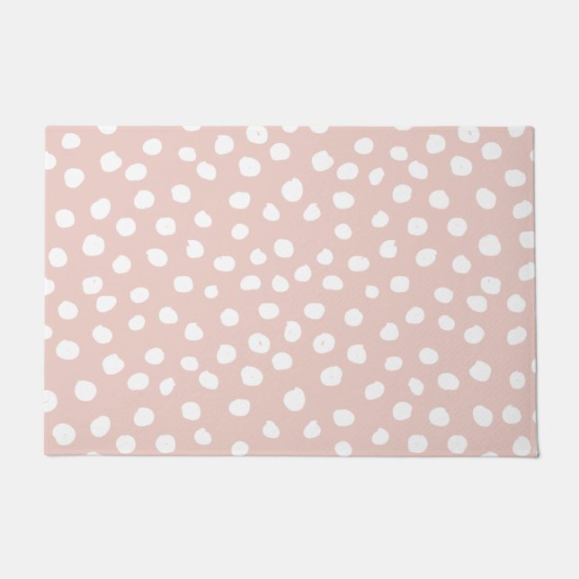 Dots Wild Animal Print Blush Pink And White Spots Doormat (Front)