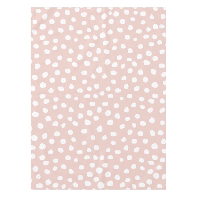 Dots Wild Animal Print Blush Pink And White Spots Tablecloth (Front)