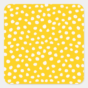 Dots Wild Animal Print Yellow And White Spots Square Sticker