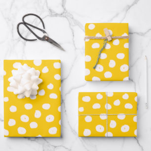 Dots Wild Animal Print Yellow And White Spots Wrapping Paper Sheet