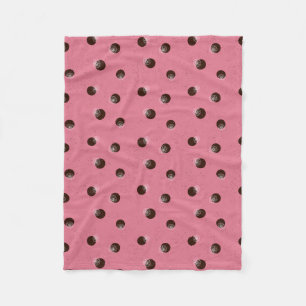 Dots with flowers on pink background fleece blanket
