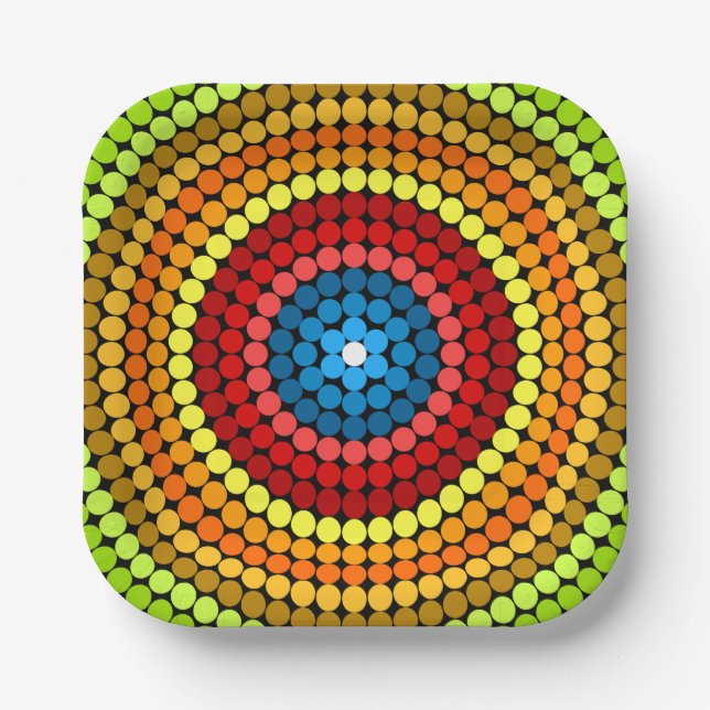 Dotted Abstract Mandala Art Design-65904 Paper Plate (Front)