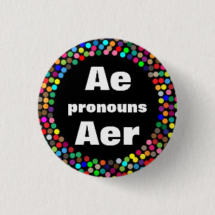 Dotted Ae Aer Pronouns 3 Cm Round Badge
