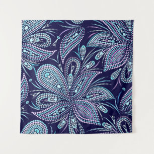 Dotted blue pattern with paisley and beads. Orname Tapestry