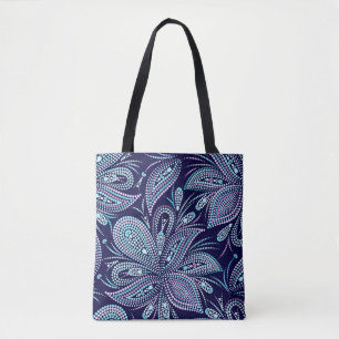 Dotted blue pattern with paisley and beads. Orname Tote Bag