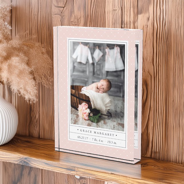Dotted Blush | Baby Birth Stats Photo Block (Creator Uploaded)