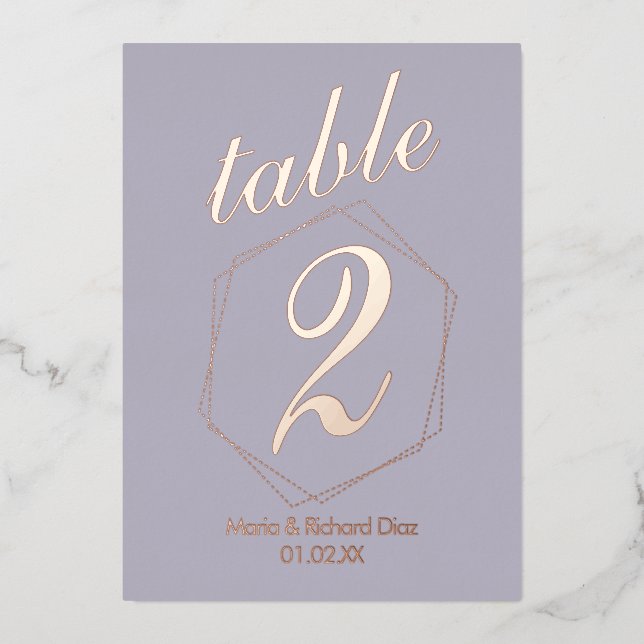 Dotted Border Pressed  Foil Table Number (Front)
